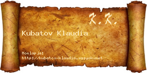 Kubatov Klaudia névjegykártya